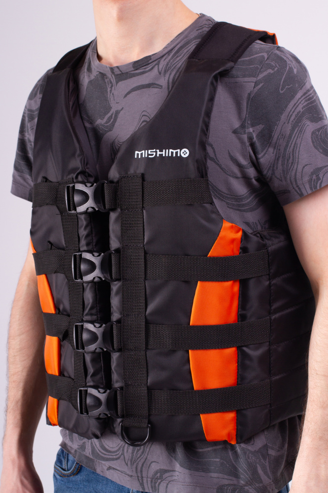Жилет спасательный MISHIMO PRO Премиум качества Черно-оранжевый в Вологде