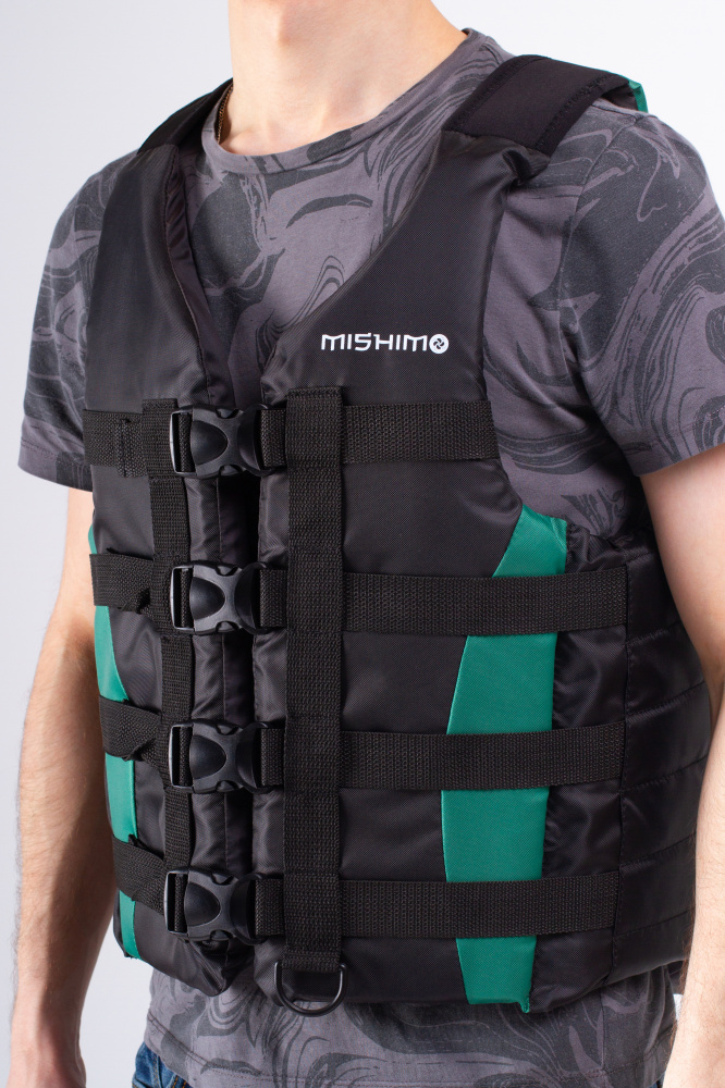 Жилет спасательный MISHIMO PRO Премиум качества Черно-зеленый в Вологде