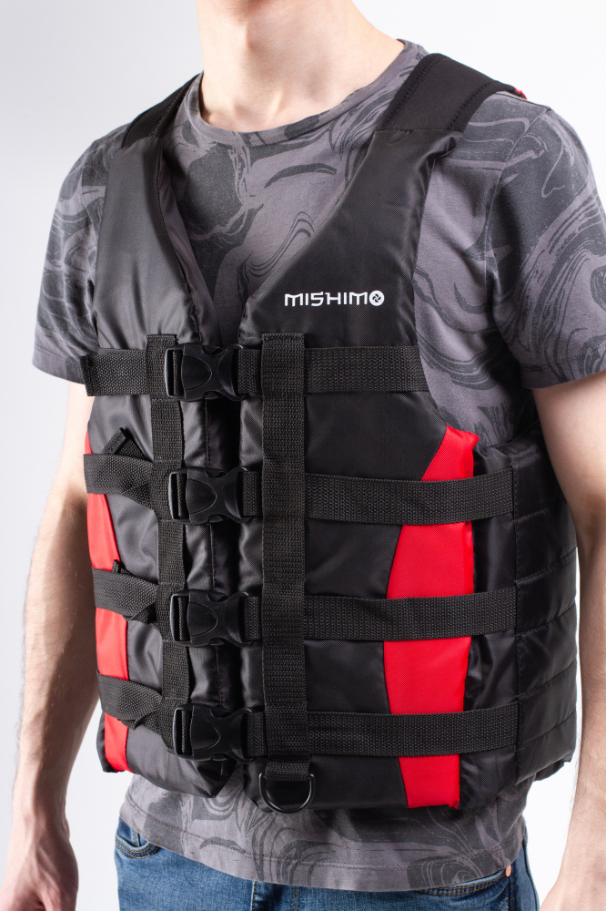 Жилет спасательный MISHIMO PRO Премиум качества Черно-красный в Вологде