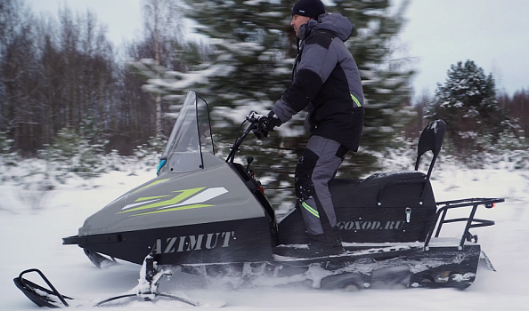 Миниснегоход Бурлак Азимут 20 л.с. , эл.запуск, реверс, тормоз гидравл, капот серый в Вологде