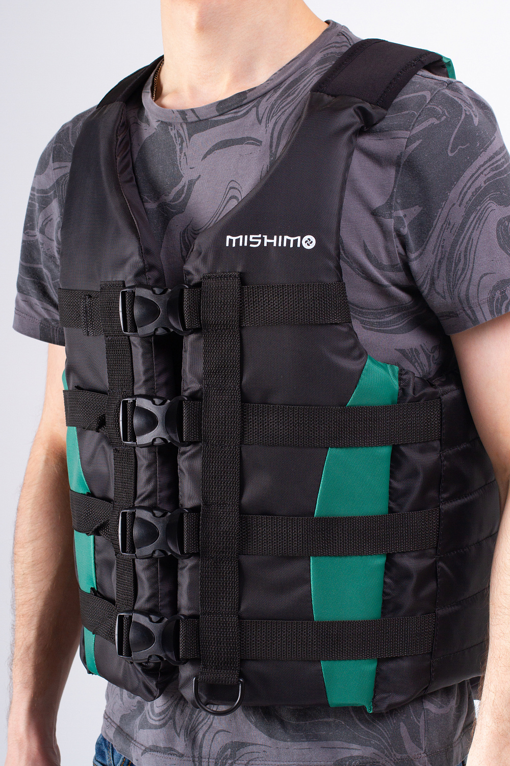 Жилет спасательный MISHIMO PRO Премиум качества Черно-зеленый в Вологде